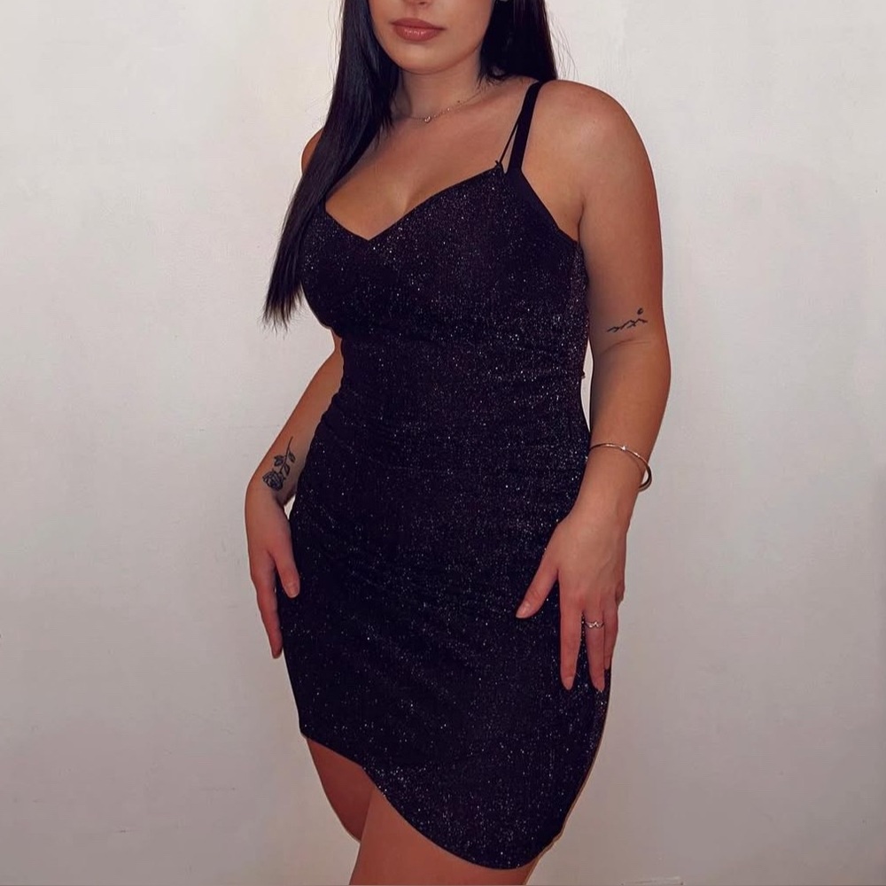 SHEIN | Black Sparkly Spaghetti Strap Dress Size Medium - Picture 4 of 6